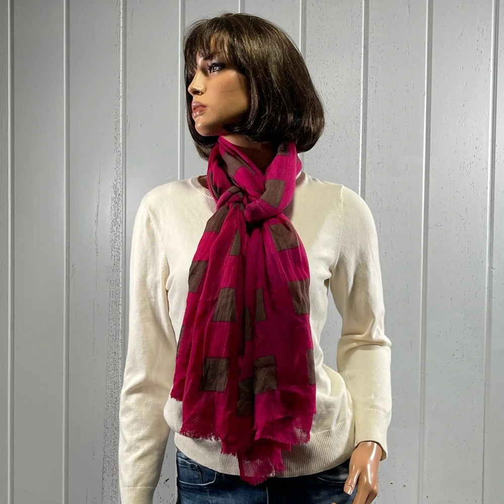 *Silk Route Fashion Fuchsia & Brown Shawl